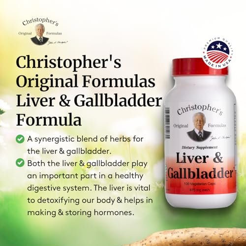 Christopher's Original Formulas Leber- & Gallenblasen-Formel Kapseln – Gallenblasen-Ergänzung mit Verdauungsenzymen & natürlichen Kräutern