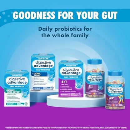 Daily Probiotic Kapsel - Digestive Advantage 30 Kapseln, überlebt 100x besser, reduziert Blähungen, Calcium, fördert Verdauungsgesundheit und Darmflora