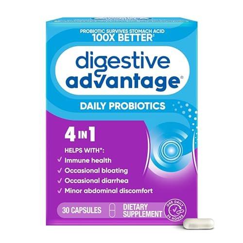 Daily Probiotic Kapsel - Digestive Advantage 30 Kapseln, überlebt 100x besser, reduziert Blähungen, Calcium, fördert Verdauungsgesundheit und Darmflora