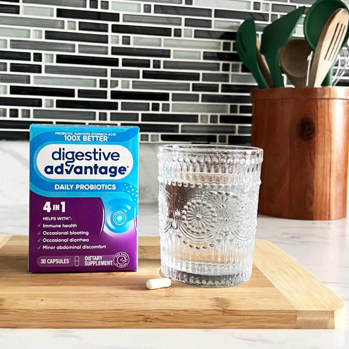 Daily Probiotic Kapsel - Digestive Advantage 30 Kapseln, überlebt 100x besser, reduziert Blähungen, Calcium, fördert Verdauungsgesundheit und Darmflora