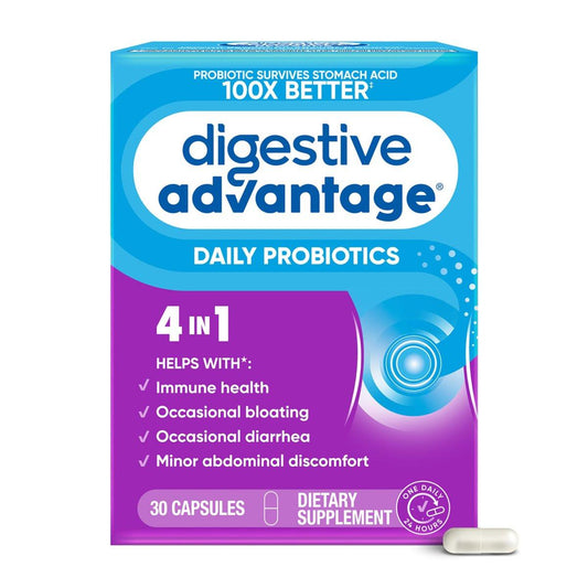 Daily Probiotic Kapsel - Digestive Advantage 30 Kapseln, überlebt 100x besser, reduziert Blähungen, Calcium, fördert Verdauungsgesundheit und Darmflora