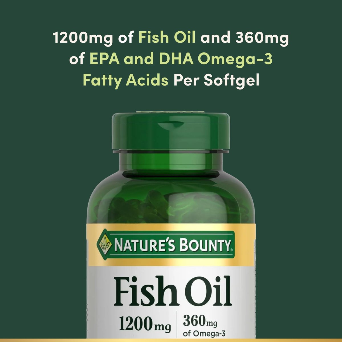 Nature's Bounty Fischöl Omega-3 Kapseln – 1200 mg Fischöl zur Unterstützung der Herzgesundheit, 200 Softgels (1 Packung)