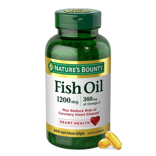 Nature's Bounty Fischöl Omega-3 Kapseln – 1200 mg Fischöl zur Unterstützung der Herzgesundheit, 200 Softgels (1 Packung)