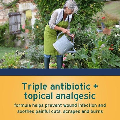 Neosporin + Schmerzlindernde Salbe mit maximaler Stärke, Dreifach-Antibiotikum, beruhigender Infektionsschutz, nicht brennende topische Erste-Hilfe-Wundversorgung für kleine Schnitte, Schrammen & Verbrennungen, 1 Unze Tube