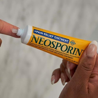 Neosporin + Schmerzlindernde Salbe mit maximaler Stärke, Dreifach-Antibiotikum, beruhigender Infektionsschutz, nicht brennende topische Erste-Hilfe-Wundversorgung für kleine Schnitte, Schrammen & Verbrennungen, 1 Unze Tube