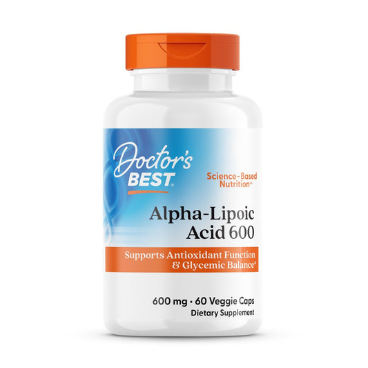 Doctor's Best Alpha-Liponsäure 600 mg – 60 vegane Kapseln, Antioxidans für Nerven und Zellen, Non-GMO, glutenfrei