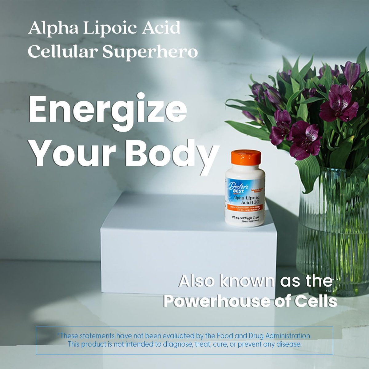 Doctor's Best Alpha-Liponsäure 150 mg – Unterstützt den Glukosestoffwechsel und regeneriert Antioxidantien* – Non-GMO, Glutenfrei, Vegan, Sojafrei, 120 vegane Kapseln