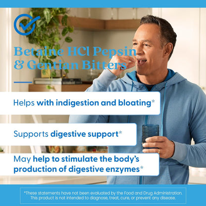 Doctor's Best Betain HCI Pepsin & Enzianbitter – Verdauungsenzyme für Proteinabbau & Absorption, Non-GMO, glutenfrei, 120 Kapseln
