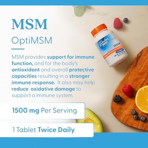 Doctor's Best MSM Supplement 1500mg für Männer & Frauen - Unterstützt Haar, Haut, Nägel, Gelenkgesundheit & Beweglichkeit, Liefert wertvollen Schwefel mit OptiMSM, Glutenfrei, Nicht-GVO, Vegan - 120 Tabletten