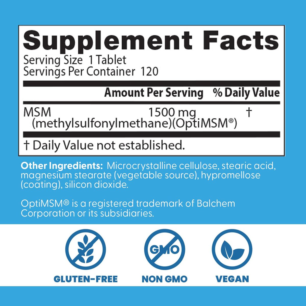 Doctor's Best MSM Supplement 1500mg für Männer & Frauen - Unterstützt Haar, Haut, Nägel, Gelenkgesundheit & Beweglichkeit, Liefert wertvollen Schwefel mit OptiMSM, Glutenfrei, Nicht-GVO, Vegan - 120 Tabletten