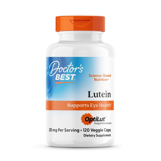 Doctor's Best Lutein 20 mg mit Trans-Zeaxanthin – Augen-Gesundheit, Sehkraft & Makula-Unterstützung, 120 vegane Kapseln