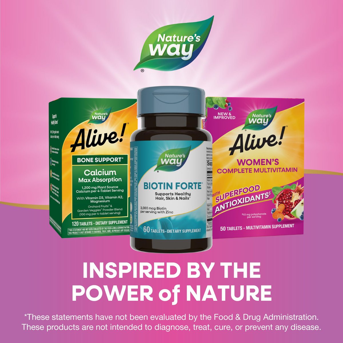 Nature's Way Biotin Forte – 3000 mcg Biotin für gesundes Haar, Haut & Nägel, mit Zink, Vitamin C & B-Vitaminen, 60 Tabletten