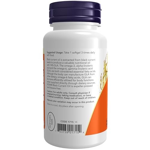 NOW Foods Schwarzes Johannisbeeröl 500 mg mit 70 mg GLA (Gamma-Linolensäure), 100 Weichkapseln