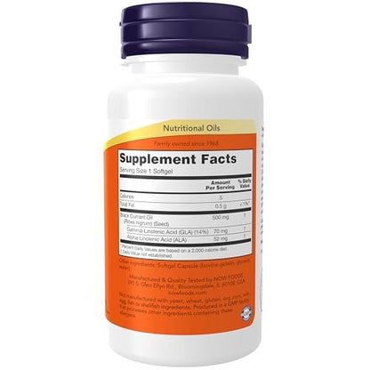 NOW Foods Schwarzes Johannisbeeröl 500 mg mit 70 mg GLA (Gamma-Linolensäure), 100 Weichkapseln