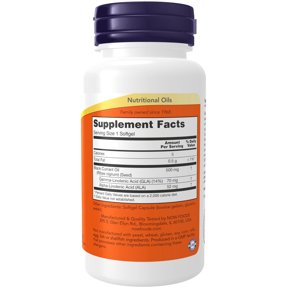 NOW Foods Schwarzes Johannisbeeröl 500 mg mit 70 mg GLA (Gamma-Linolensäure), 100 Weichkapseln