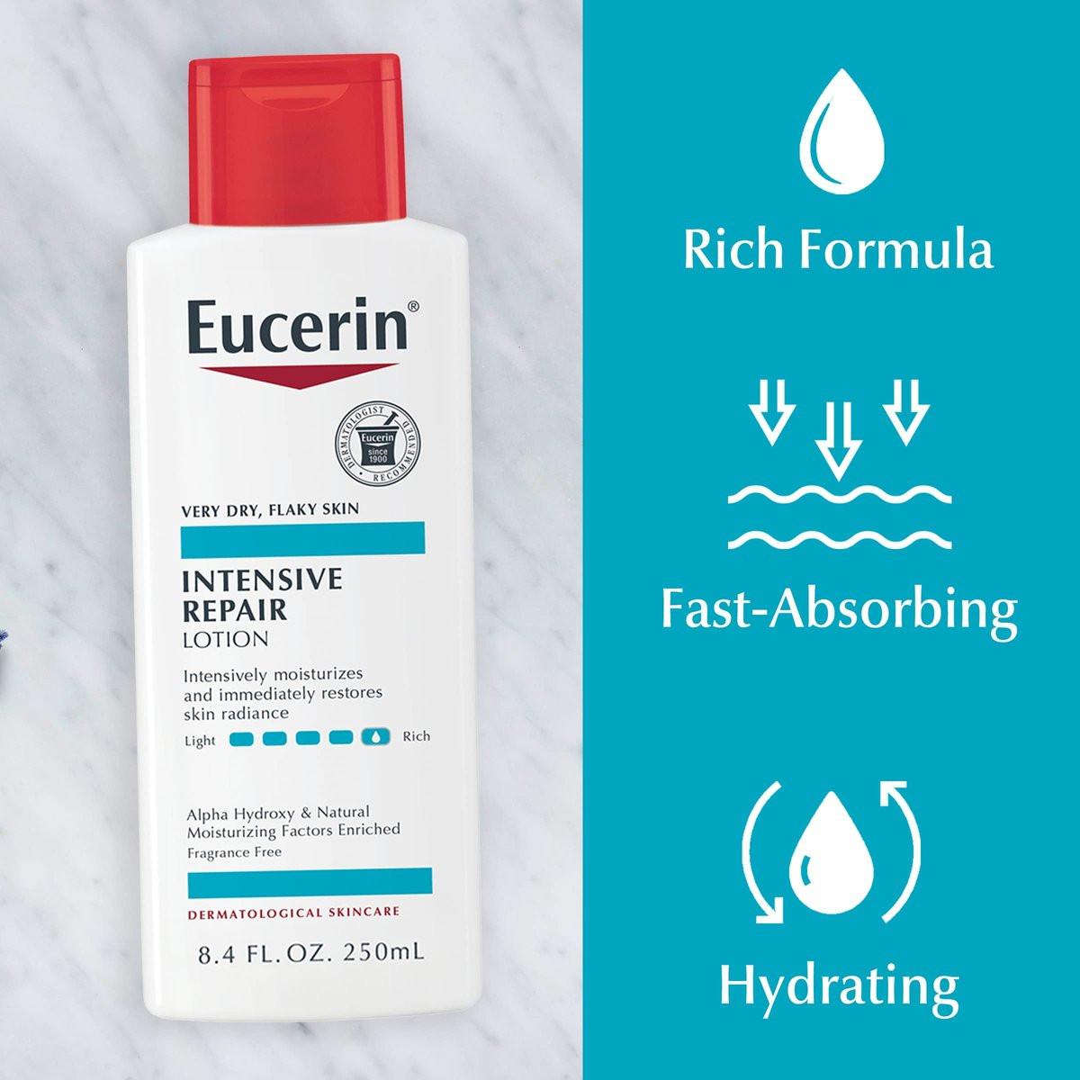 Eucerin Intensive Repair Body Lotion für sehr trockene Haut, 8,4 Fl Oz Flasche, 3er-Pack