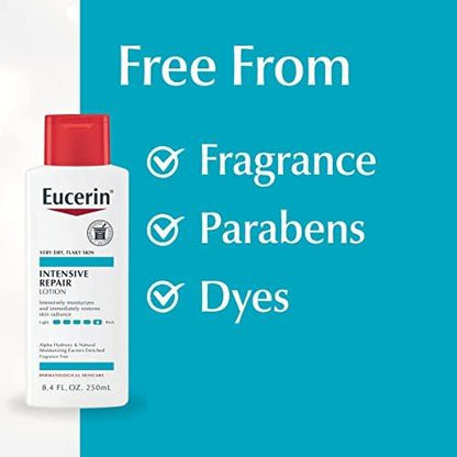 Eucerin Intensive Repair Body Lotion für sehr trockene Haut, 8,4 Fl Oz Flasche, 3er-Pack