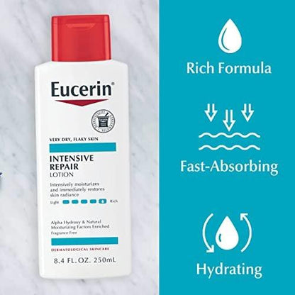 Eucerin Intensive Repair Body Lotion für sehr trockene Haut, 8,4 Fl Oz Flasche, 3er-Pack