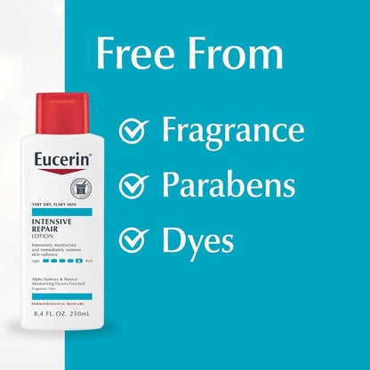 Eucerin Intensive Repair Body Lotion für sehr trockene Haut, 8,4 Fl Oz Flasche, 3er-Pack