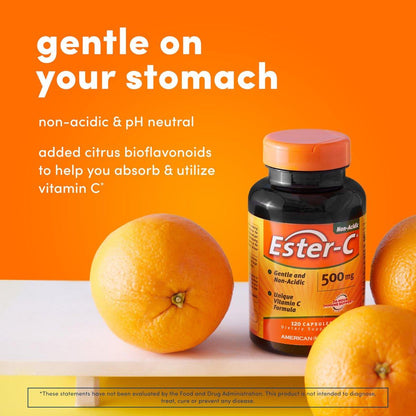 American Health Ester-C 500 mg mit Citrus-Bioflavonoiden, 60 Kapseln – Hochwertiges Vitamin C