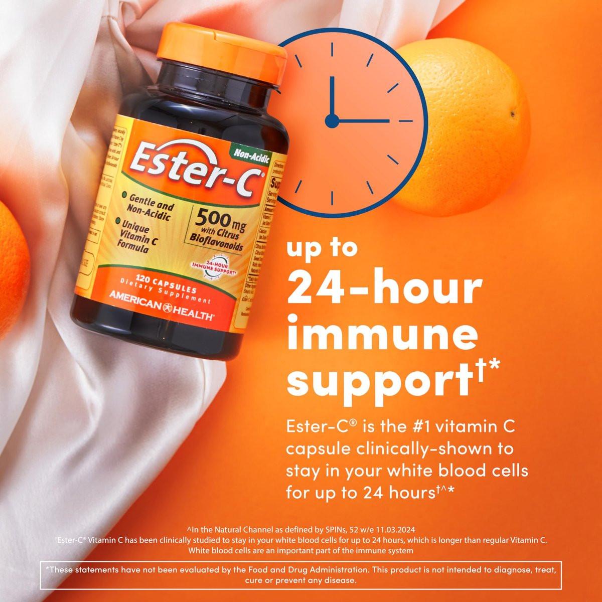 American Health Ester-C 500 mg mit Citrus-Bioflavonoiden, 60 Kapseln – Hochwertiges Vitamin C