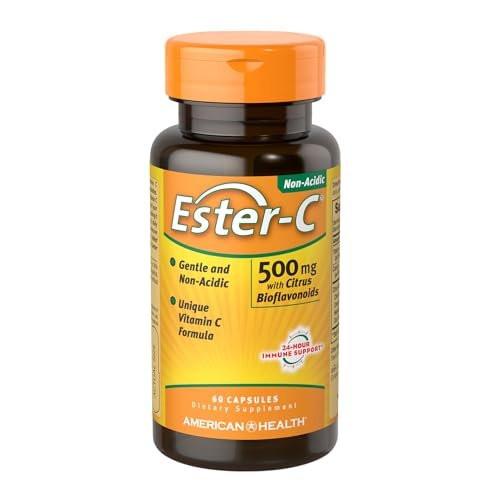 American Health Ester-C 500 mg mit Citrus-Bioflavonoiden, 60 Kapseln – Hochwertiges Vitamin C