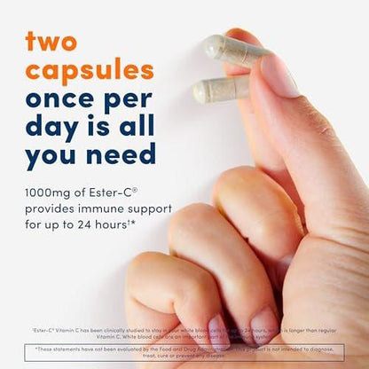 American Health Ester-C 500 mg mit Citrus-Bioflavonoiden, 60 Kapseln – Hochwertiges Vitamin C