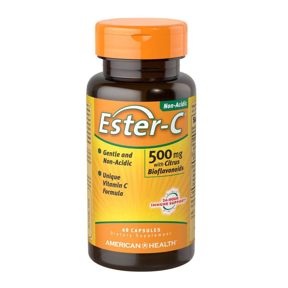 American Health Ester-C 500 mg mit Citrus-Bioflavonoiden, 60 Kapseln – Hochwertiges Vitamin C