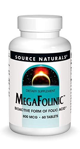 Source Naturals MegaFolinic 800mcg – 60 Tabletten – Hochdosiertes Folsäurepräparat
