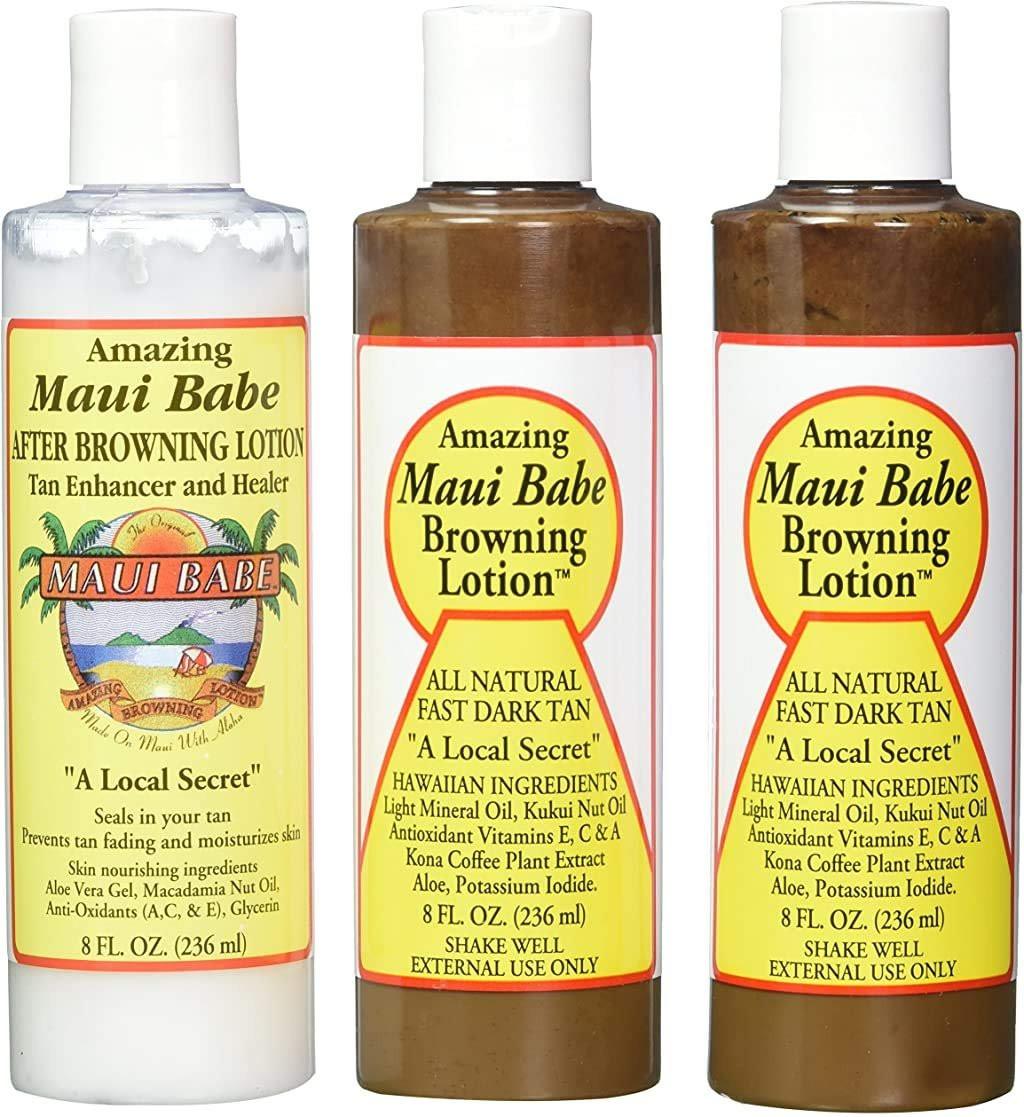 Maui Babe Bräunungsset (2 Bräunungslotionen 8 oz, 1 After-Browning Lotion 8 oz), 3er-Pack