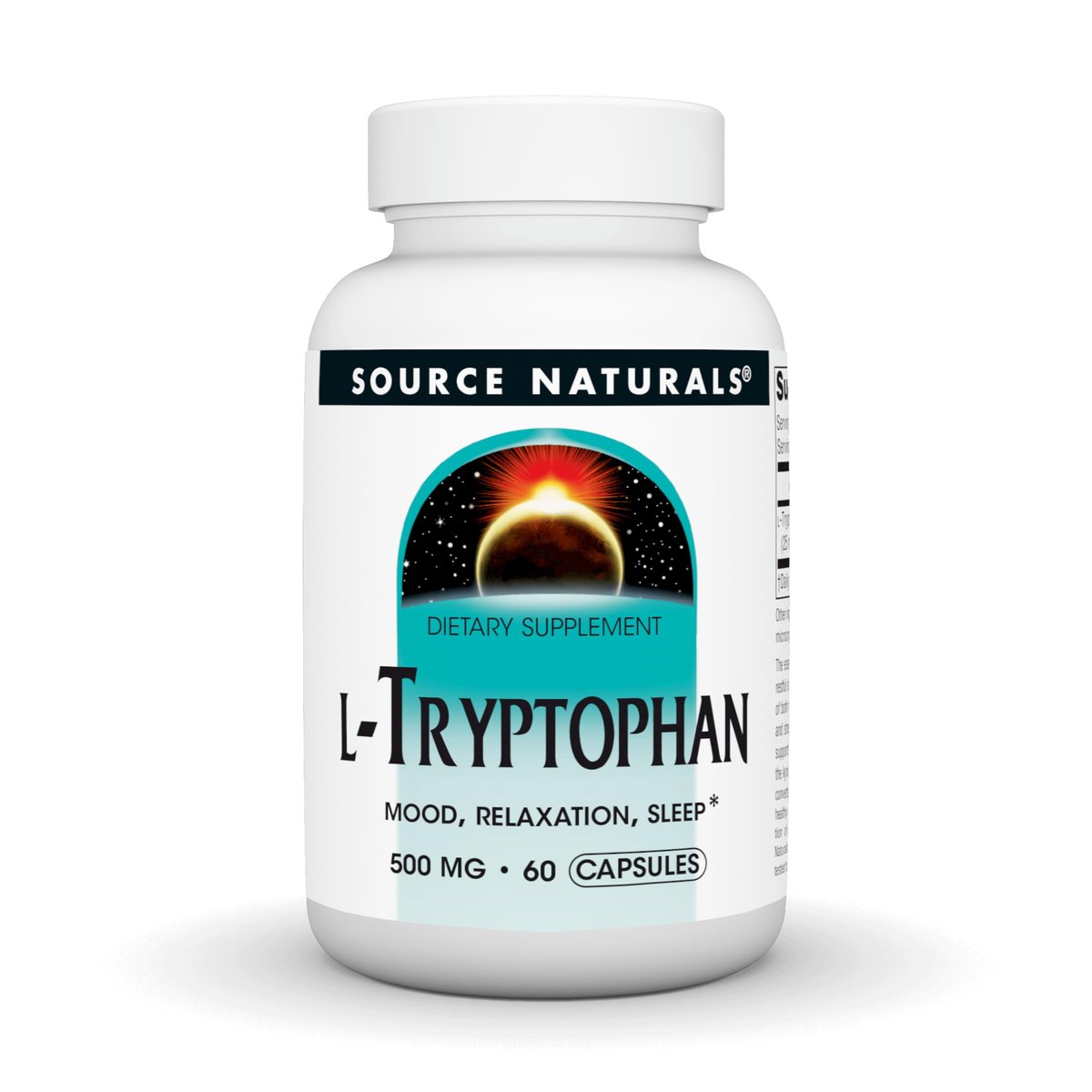 Source Naturals L-Tryptophan 500 mg – 60 Kapseln zur Unterstützung von Stimmung, Entspannung und Schlaf*