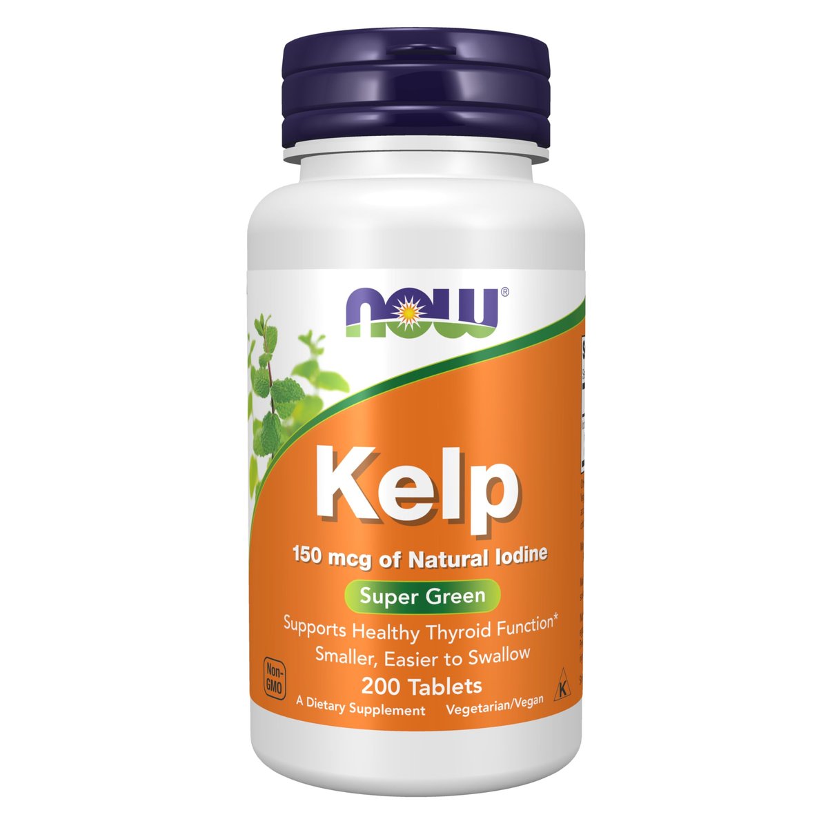 NOW Foods Kelp 150 mcg Natürliches Jod, Leicht zu Schluckende Tabletten, Super Green, 200 Tabletten