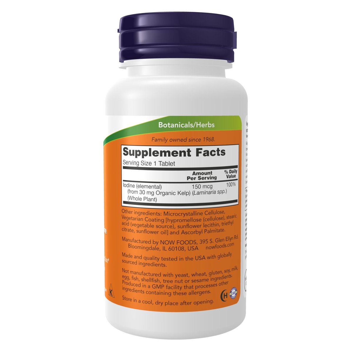 NOW Foods Kelp 150 mcg Natürliches Jod, Leicht zu Schluckende Tabletten, Super Green, 200 Tabletten
