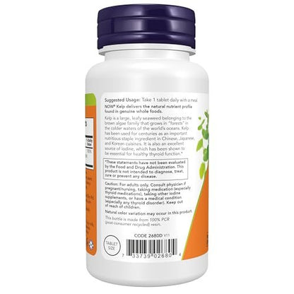 NOW Foods Kelp 150 mcg Natürliches Jod, Leicht zu Schluckende Tabletten, Super Green, 200 Tabletten