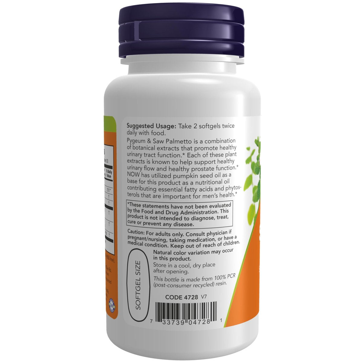 NOW Foods Pygeum & Sägepalme mit Kürbiskernöl – Männergesundheit*, 60 Weichkapseln