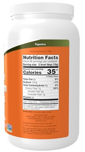 NOW Foods Ganze Flohsamenschalen, Nicht-GVO-Projekt verifiziert, lösliche Ballaststoffe, 680 g (24 oz)