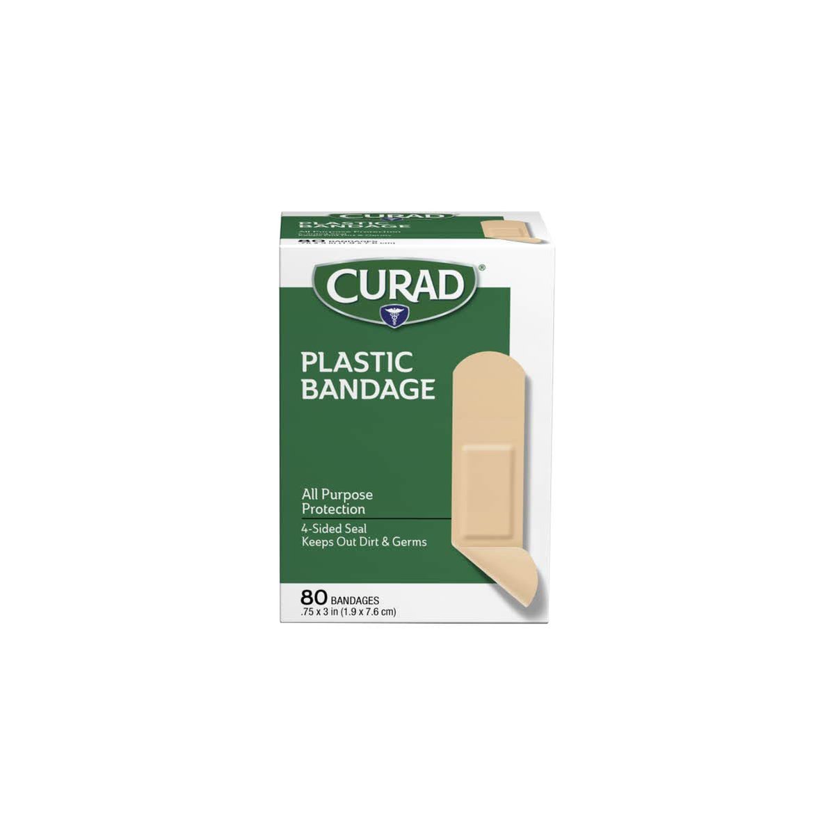 Curad Plastik Pflaster 0,75 x 3 Zoll, 80 Stück