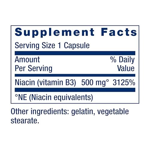 Life Extension Vitamin B3 Niacin – Herzgesundheit, Cholesterin & Energieunterstützung, glutenfrei, nicht-GVO, 100 Kapseln