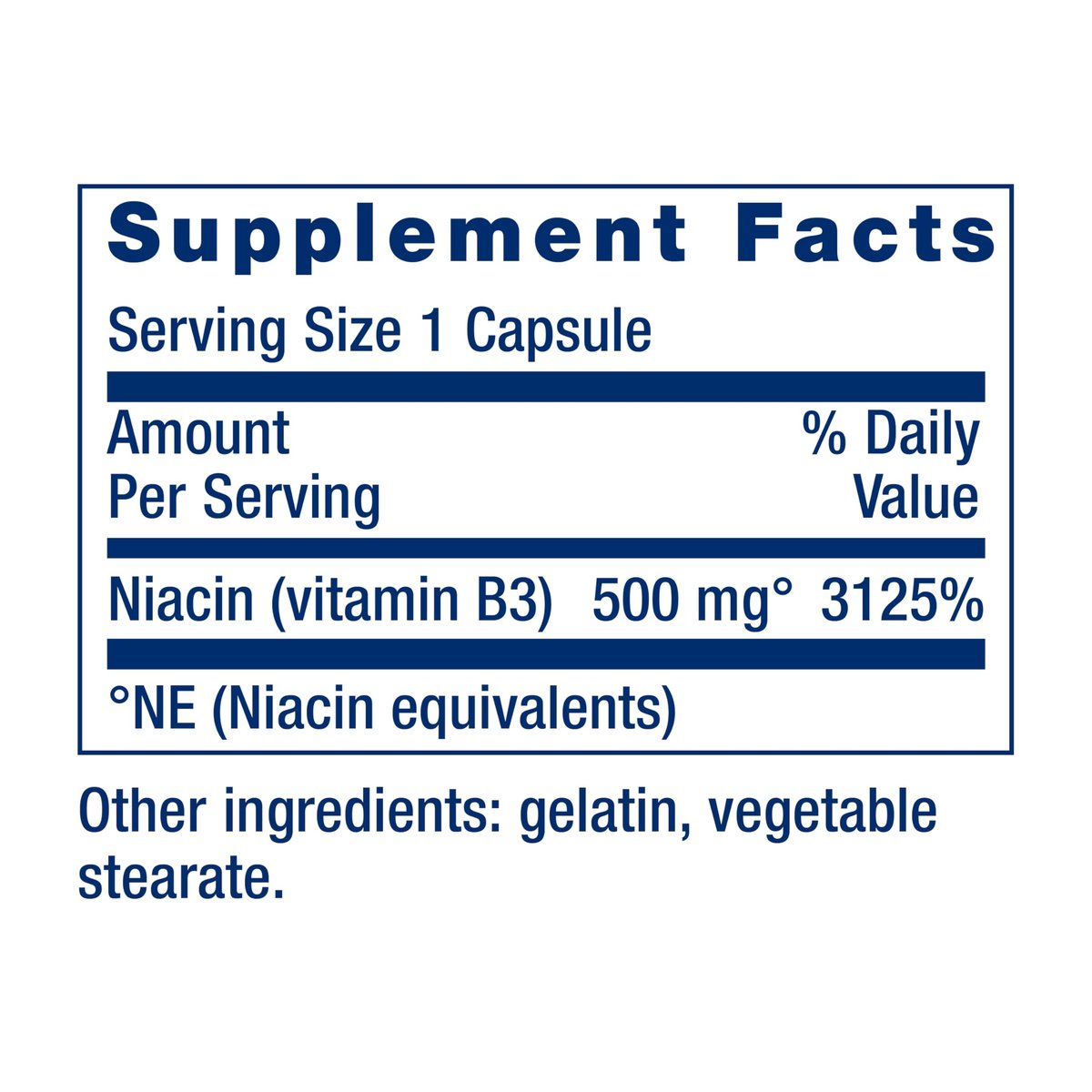 Life Extension Vitamin B3 Niacin – Herzgesundheit, Cholesterin & Energieunterstützung, glutenfrei, nicht-GVO, 100 Kapseln