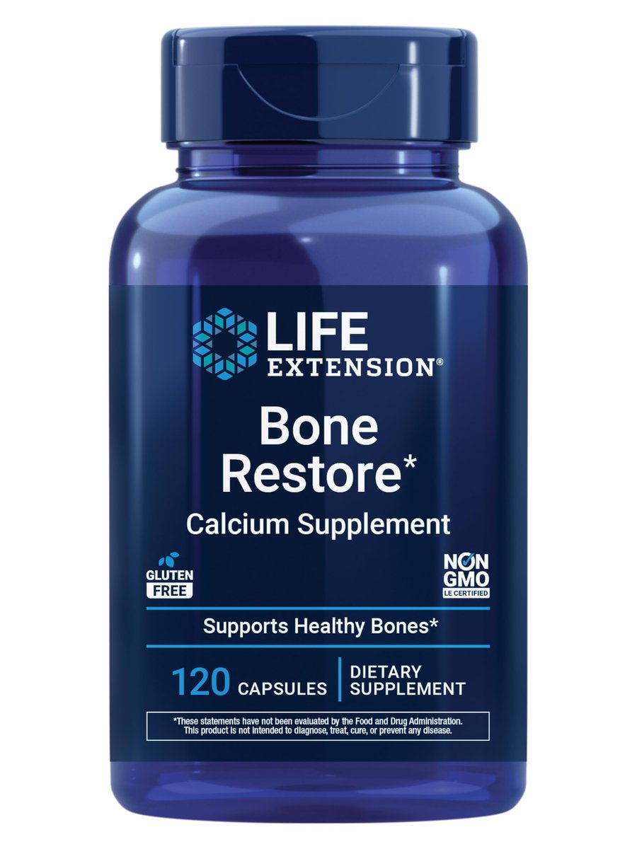 Life Extension Bone Restore Calcium-Komplex mit Vitamin D3, Magnesium, Bor, Zink, Mangan, Silicium – Unterstützt gesunde Knochendichte, glutenfrei, non-GMO, 120 Kapseln