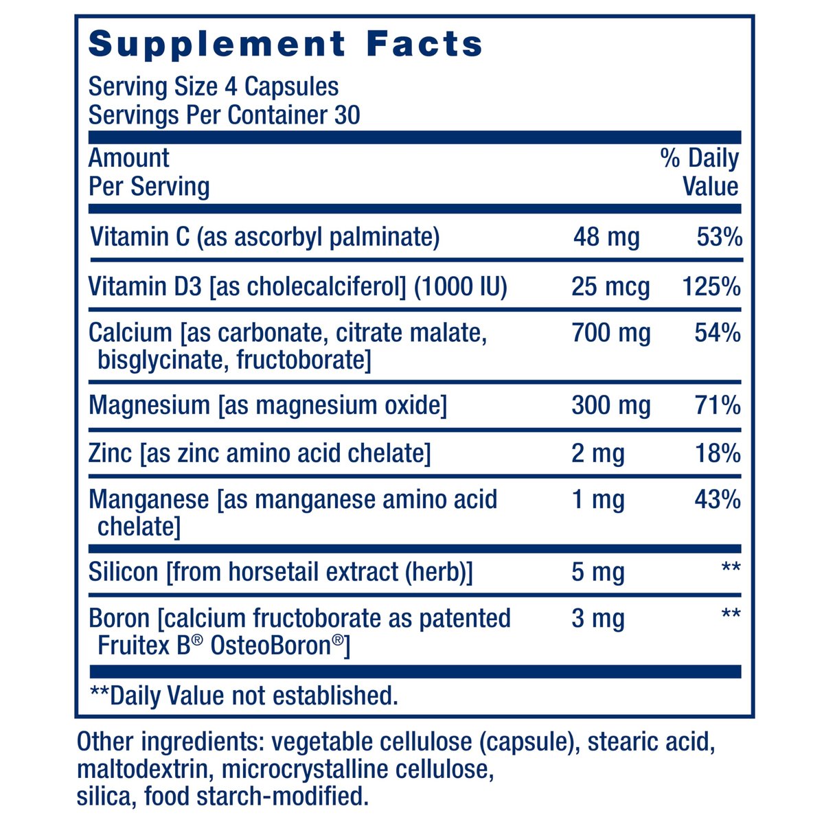 Life Extension Bone Restore Calcium-Komplex mit Vitamin D3, Magnesium, Bor, Zink, Mangan, Silicium – Unterstützt gesunde Knochendichte, glutenfrei, non-GMO, 120 Kapseln