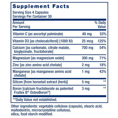 Life Extension Bone Restore Calcium-Komplex mit Vitamin D3, Magnesium, Bor, Zink, Mangan, Silicium – Unterstützt gesunde Knochendichte, glutenfrei, non-GMO, 120 Kapseln