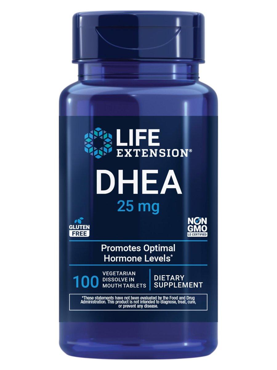 Life Extension DHEA 25 mg – Hormon Gleichgewicht, Gedächtnis, Muskel- und Knochengesundheit, Männer- und Frauengesundheit, Glutenfrei, Non-GMO, Vegetarisch, 100 Schmelztabletten