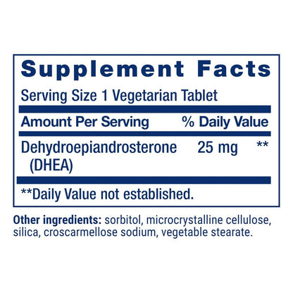Life Extension DHEA 25 mg – Hormon Gleichgewicht, Gedächtnis, Muskel- und Knochengesundheit, Männer- und Frauengesundheit, Glutenfrei, Non-GMO, Vegetarisch, 100 Schmelztabletten