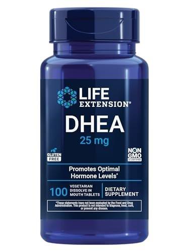 Life Extension DHEA 25 mg – Hormon Gleichgewicht, Gedächtnis, Muskel- und Knochengesundheit, Männer- und Frauengesundheit, Glutenfrei, Non-GMO, Vegetarisch, 100 Schmelztabletten