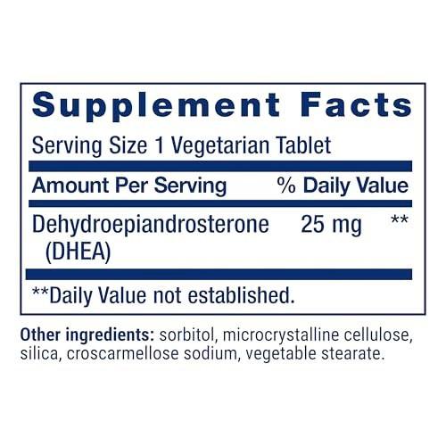 Life Extension DHEA 25 mg – Hormon Gleichgewicht, Gedächtnis, Muskel- und Knochengesundheit, Männer- und Frauengesundheit, Glutenfrei, Non-GMO, Vegetarisch, 100 Schmelztabletten
