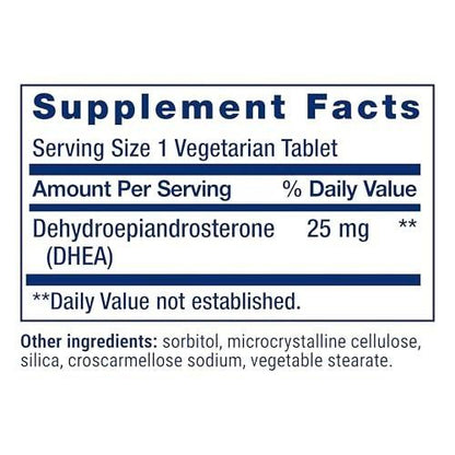 Life Extension DHEA 25 mg – Hormon Gleichgewicht, Gedächtnis, Muskel- und Knochengesundheit, Männer- und Frauengesundheit, Glutenfrei, Non-GMO, Vegetarisch, 100 Schmelztabletten