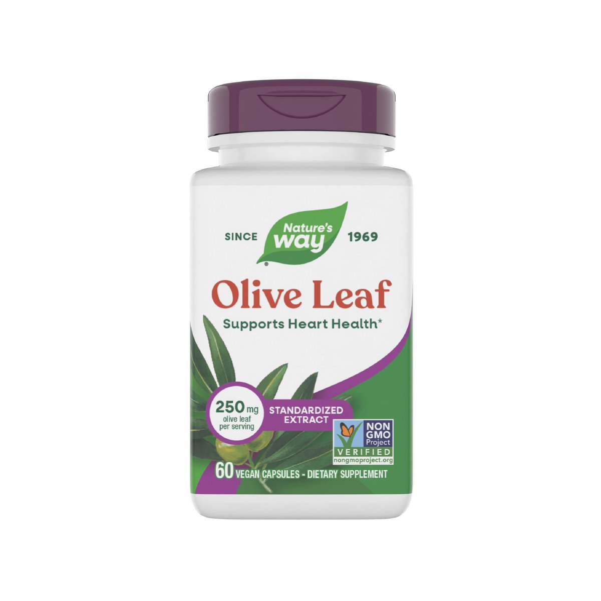 Nature's Way Olivenblatt standardisierter Extrakt – 60 Kapseln, 250 mg, unterstützt die Herzgesundheit*, glutenfrei, vegan