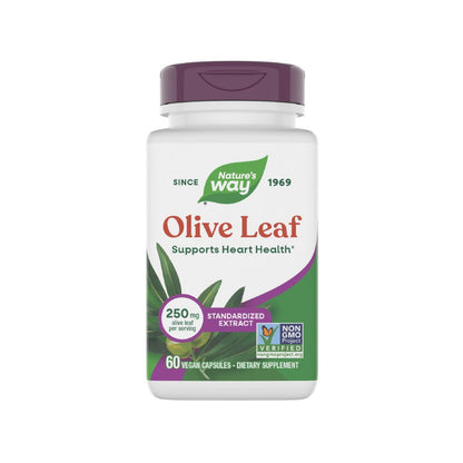 Nature's Way Olivenblatt standardisierter Extrakt – 60 Kapseln, 250 mg, unterstützt die Herzgesundheit*, glutenfrei, vegan