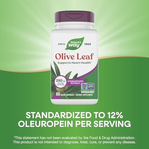 Nature's Way Olivenblatt standardisierter Extrakt – 60 Kapseln, 250 mg, unterstützt die Herzgesundheit*, glutenfrei, vegan